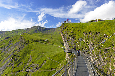 People on First Cliff Walk, First, Jungfrau Region, Berner Oberland, Switzerland