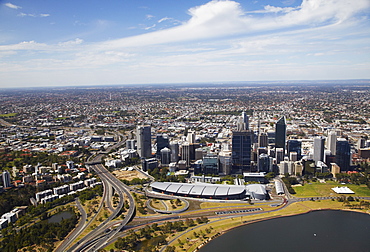 Aerial view of downtown Perth, Western Australia, Australia, Pacific