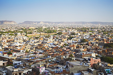 View of the city of Jaipur, Rajasthan, India, Asia