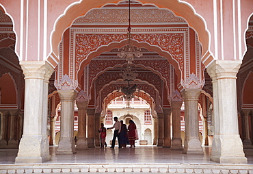 People in Diwam-i-Khas (Hall of Private Audience), City Palace, Jaipur, Rajasthan, India, Asia