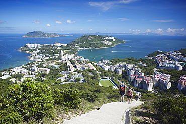 People hiking on trail to Stanley, Hong Kong Island, Hong Kong, China, Asia