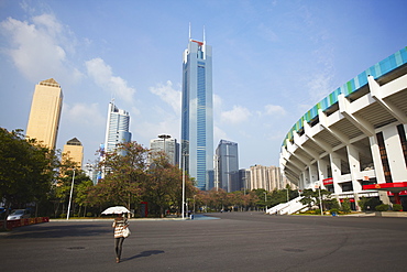 CITIC Plaza and Tianhe stadium, Tianhe, Guangzhou, Guangdong Province, China, Asia