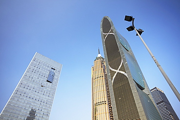 Pearl River Tower and skyscrapers, Zhujiang New Town area, Tianhe, Guangzhou, Guangdong Province, China, Asia