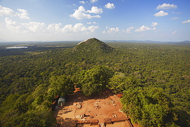 View of surrounding countryside from Sigiriya, UNESCO World Heritage Site, North Central Province, Sri Lanka, Asia