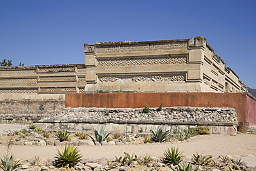 Walls of mosaic fretwork and geometric designs, Mitla Archaeological Site, San Pablo de Mitla, Oaxaca, Mexico, North America