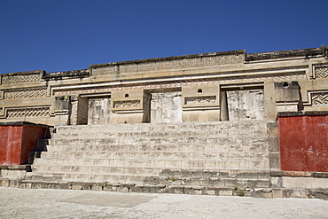 Walls of mosaic fretwork and geometric designs, Mitla Archaeological Site, San Pablo de Mitla, Oaxaca, Mexico, North America