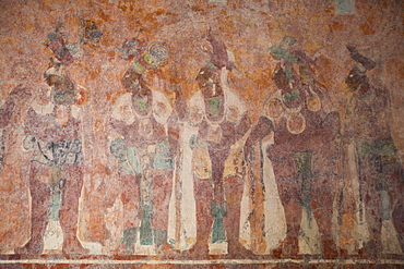 Murals, Room 1, Building 1, Mayan Archaeological Site, Bonampak, Chiapas, Mexico, North America