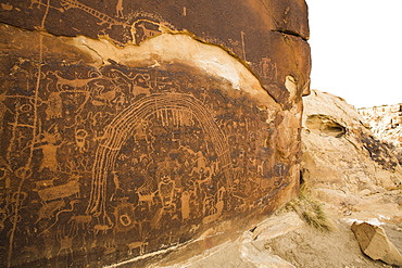 Rochester Petroglyph Panel, contains both Barrier Canyon style and Fremont style elements, near Emery, Utah, United States of America, North America