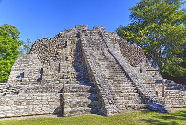 Temple I, Chaccoben, Mayan archaeological site, 110 miles south of Tulum, Classic Period, Quintana Roo, Mexico, North America