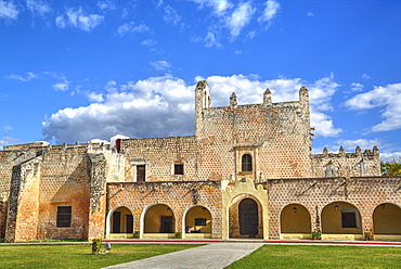 Church of San Bernadino de Siena and Convent of Sisal, founded in 1552, Valladolid, Yucatan, Mexico, North America