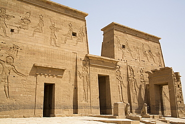 Second Pylon from the Forecourt, Temple of Isis, Island of Philae, UNESCO World Heritage Site, Aswan, Egypt, North Africa, Africa