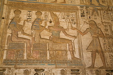 Bas-reliefs, Medinet Habu (Mortuary Temple of Ramses III), West Bank, Luxor, Thebes, UNESCO World Heritage Site, Egypt, North Africa, Africa