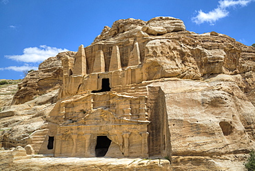 Obelisk Tomb (upper structure), Bab as-Sig Triclinium (lower structure), Petra, UNESCO World Heritage Site, Jordan, Middle East