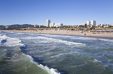 Waves at Santa Monica State Beach, Santa Monica, California, United States of America, North America