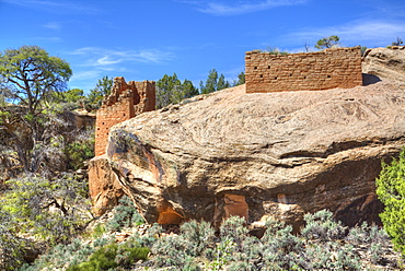 Ruins of Ancestral Puebloans, dating from between 900 AD and 1200 AD, Holly Group, Hovenweep National Monument, Utah, United States of America, North America