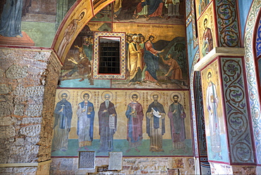 Interior fresco paintings, St. Sophia Cathedral, Kremlin, UNESCO World Heritage Site, Veliky Novgorod, Novgorod Oblast, Russia, Europe