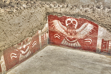 Wall Mural of Eagles, Palace of Tetitla, Teotihuacan Archaeological Zone, UNESCO World Heritage Site, State of Mexico, Mexico, North America