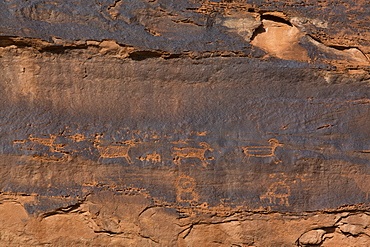 Petroglyphs, Near River House Ruins, Ancestral Pueblo, Shash Jaa National Monument, Utah, United States of America, North America