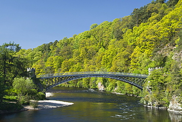 The Telford iron bridge, built in 1815, across the River Spey, near Craigellachie, Scotland, United Kingdom, Europe