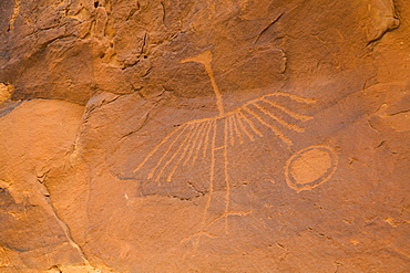 Big Crane Pictograph, made by Ancestral Puebloans, approximately 900-1000 years old, Bear's Ears National Monument, Utah, United States of America, North America