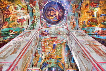 Frescoes, Holy Dormition Cathedral, The Holy Trinity St. Sergius Lavra, Sergiev Posad, Golden Ring, Moscow Oblast, Russia, Europe