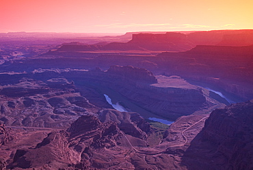 Dead Horse Point Overlook at sunset, Dead Horse Point State Park, near Moab, Utah, United States of America, North America