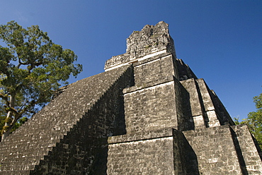 Temple No. 2 (Temple of the Masks), Great Plaza, Tikal, UNESCO World Heritage Site, Tikal National Park, Peten, Guatemala, Central America