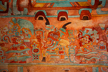 Reproduction of Mural from Tomb 105, 250-500 AD, from Monte Alban, National Museum of Anthropology, Mexico City, Mexico, North America