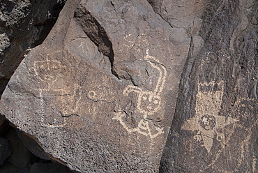 Petroglyph National Monument, petroglyphs carved into volcanic rock by American Indians 400 to 700 years ago, New Mexico, United States of America, North America