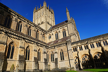 Wells Cathedral, a 12th Century Anglican cathedral in Wells, Somerset, England, dedicated to St Andrew the Apostle. It is the seat of the Bishop of Bath and Wells.