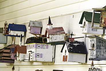 Birdhouses for sale at an antique store in Chatham, Massachusetts, New England, United States of America, North America