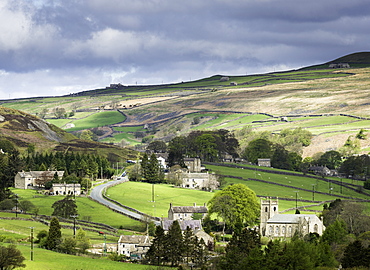 View of the village of Langthwaite in Arkengarthdale, Yorkshire, England, United Kingdom, Europe