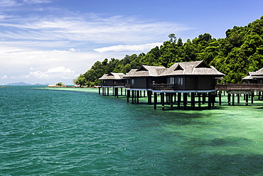 Beach and villas at the luxury resort and spa of Pangkor Laut, Malaysia, Southeast Asia, Asia