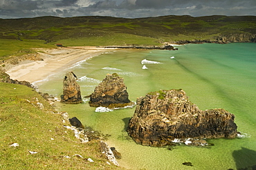 Sea stacks on Garry Beach, Tolsta, Isle of Lewis, Outer Hebrides, Scotland, United Kingdom, Europe