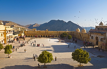 Aerial view of the Amber Fort, Jaipur, Rajasthan, India, Asia