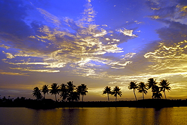 Colourful clouds at dusk, Kerala, India, Asia