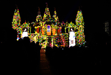 Shree Swaminarayan Akshar Mandir lit up spectacularly for the regular sound and light show there