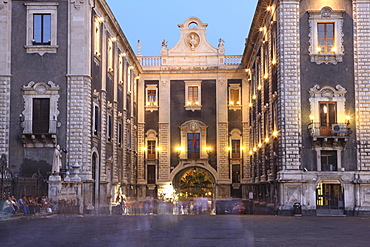 Porta Uzeda at dusk, Catania, Sicily, Italy, Europe