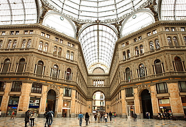 Low angle view of the interior of the Galleria Umberto I, Naples, Campania, Italy, Europe