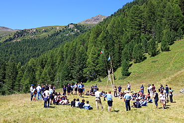 Boy scouts, Lombardy Mountain, Lombardy, Italy, Europe