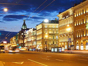 Nevsky Prospekt at night, St. Petersurg, Russia, Europe