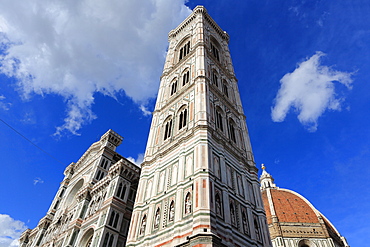 Giotto bell tower and Santa Maria del Fiore Cathedral (Duomo), Florence, UNESCO World Heritage Site, Tuscany, Italy, Europe