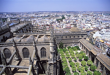 Elevated view over city, Seville, Andalucia, Spain, Europe