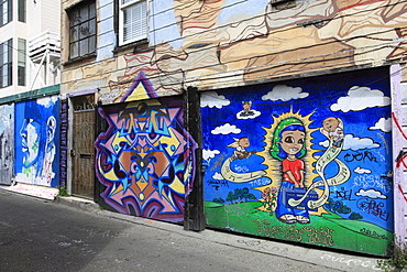 Murals, Clarion Alley, Mission District, Mission, San Francisco, California, United States of America, North America