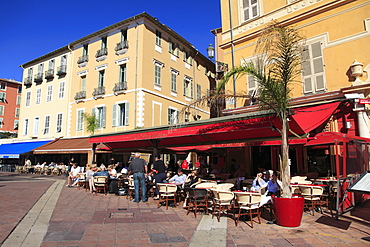 Cafe, Cours Saleya, Old Town, Nice, Alpes Maritimes, Provence, Cote d'Azur, French Riviera, France, Europe