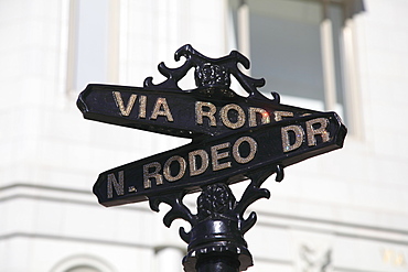 Street sign, Rodeo Drive, Beverly Hills, Los Angeles, California, USA