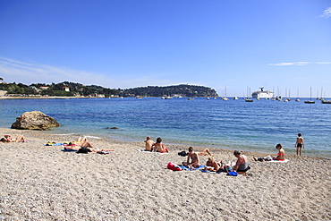 Beach, Villefranche sur Mer, Cote d'Azur, French Riviera, Alpes Maritimes, Provence, France, Mediterranean, Europe