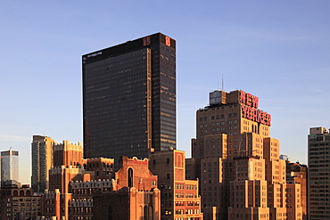 Madison Square Garden on left, New Yorker Hotel, Midtown skyline, West Side, Manhattan, New York City, United States of America, North America