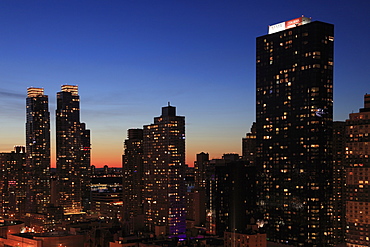 Midtown skyline at dusk, West Side, Manhattan, New York City, United States of America, North America