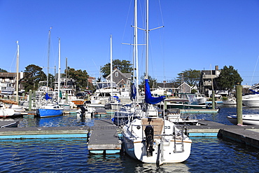 Boats in port, Harbor, Hyannis, Cape Cod, Massachusetts, New England, United States of America, North America